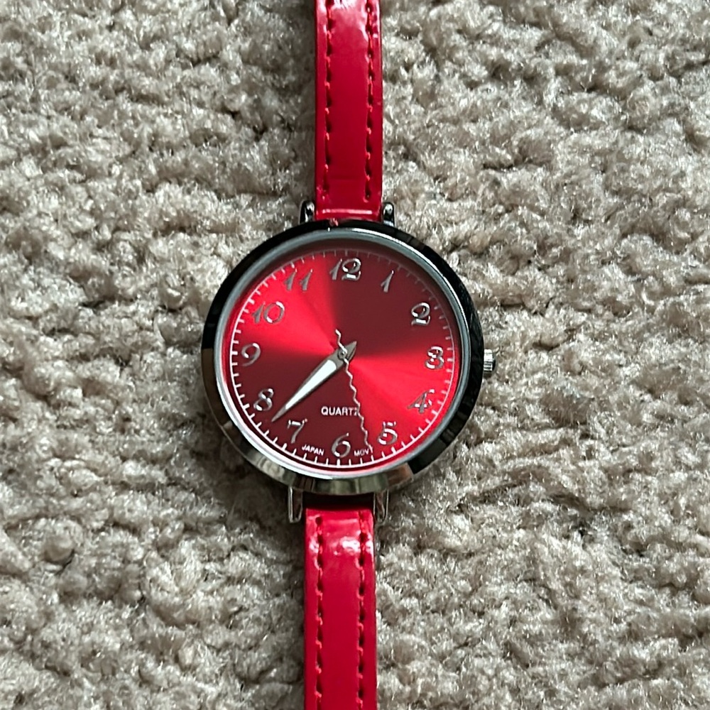 Accutime women’s vintage dainty red/silver unique bracelet‎ watch one size